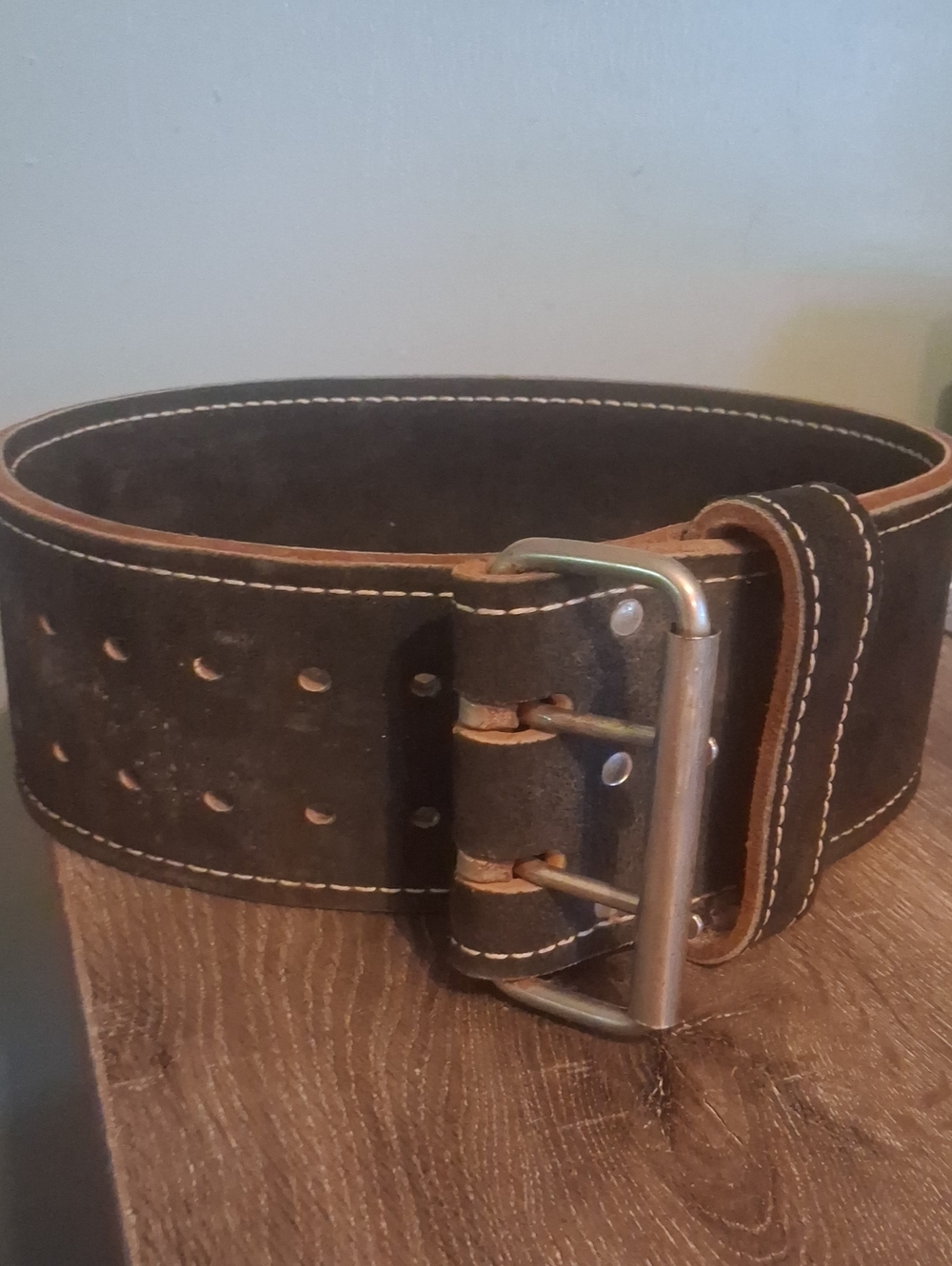 Men's Vintage Heavy-Duty Leather Weightlifting Belt - Black